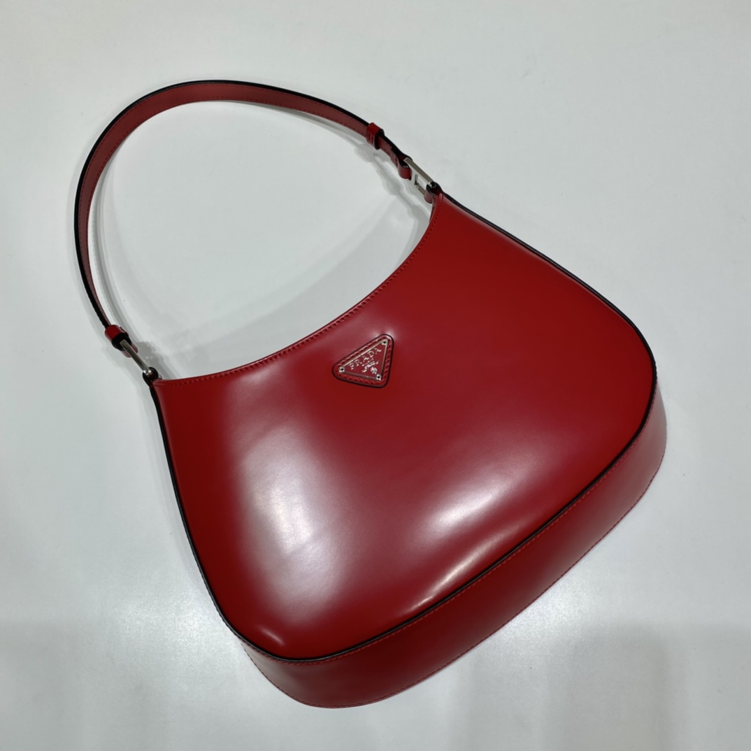 Prada Cleo Brushed Leather Shoulder Bag Red 1BC499